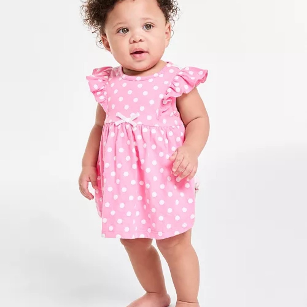 First Impressions Pink and White Polka Dot Dress
